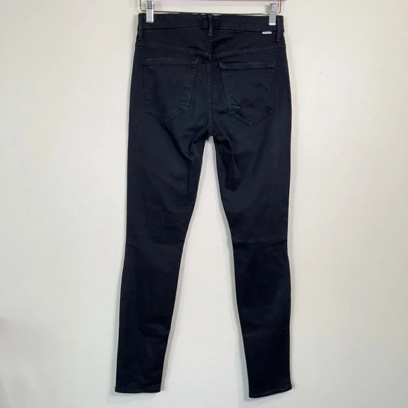 Mother Distressed Knee High Rise Black Looker Jeans - Picture 12 of 14